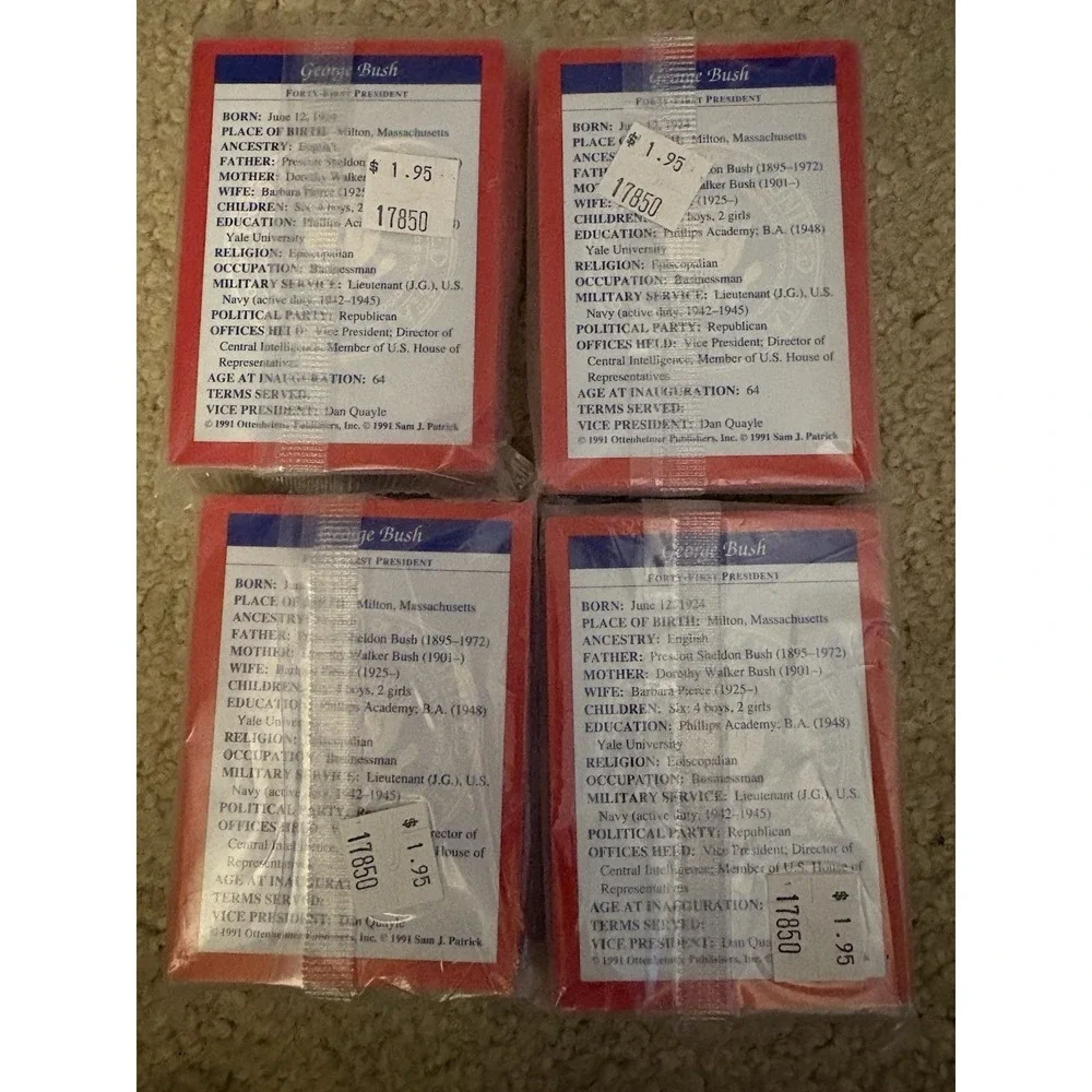 *SEALED* Encyclopedia Britannica PRESIDENTS trading cards Lot Of 4 (1991)